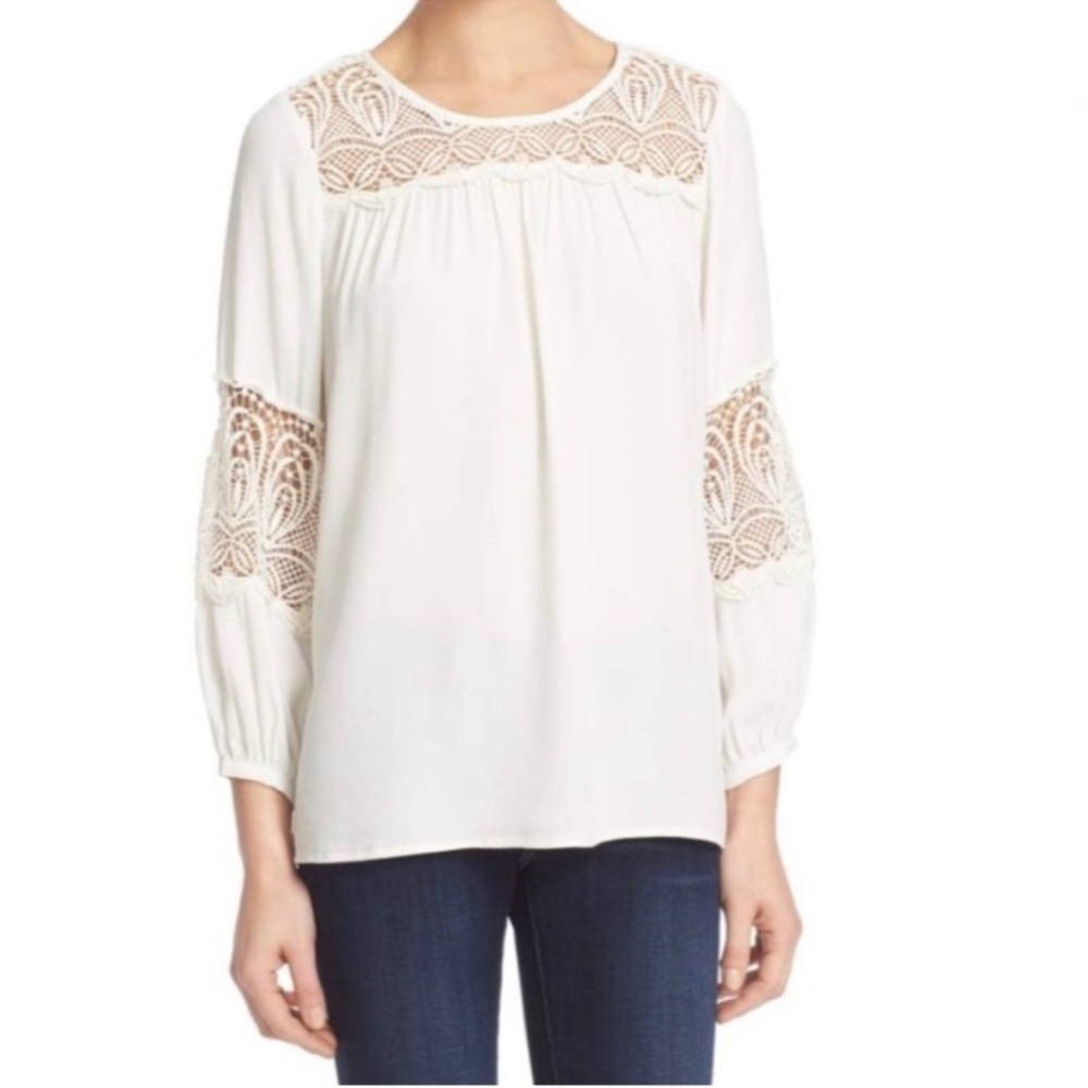 Joie Crochet Blouse Coastal Blouse Sz L
